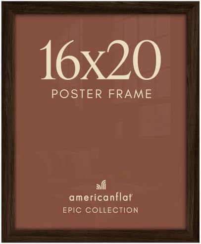 Americanflat 16x20 Poster Frame - Mahogany Engineered Wood with Polished Plexiglass - Wide Picture Frame for Vertical or Horizontal Wall Display - Epic Collection - Mahogany by Americanflat