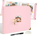 Vienrose Large 3 Ring Scrapbook Album 14.2 x 13 Inch, Textured Paper Cover DIY Photo Album with 20 Plastic Sleeves for Photos Baby Travel Wedding Anniversary Pink by Vienrose