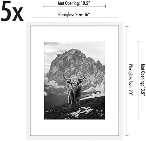 Americanflat 16x20 Poster Frame 5-Pack - Matted to 11x14 - White - Image 2