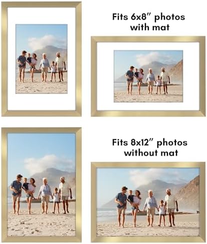 Americanflat 8x12 Picture Frame 5-Pack - Matted to 6x8 - Gold - Image 4