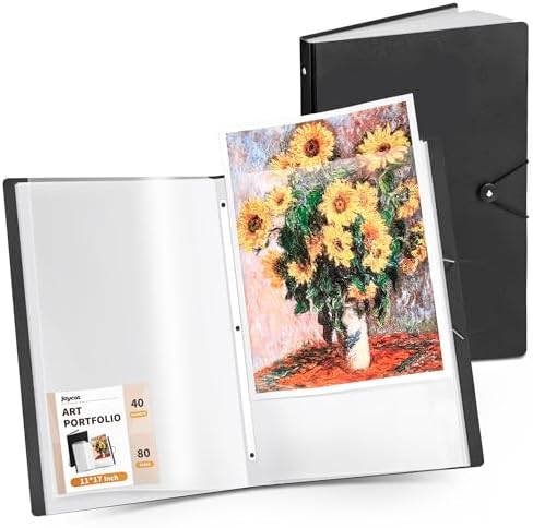 JoyCat 11 x 17 Art Portfolio Binder, 40 Pockets Display 80 Pages, Black by JOYCAT