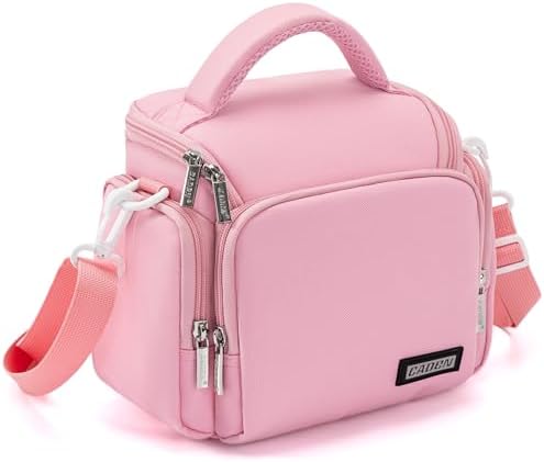 CADeN Compact Camera Shoulder Crossbody Bag Case Compatible for Nikon, Canon, Sony SLR/DSLR Mirrorless Cameras and Lenses Waterproof(1.0 S, Pink) by CADeN