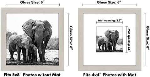 Americanflat 8x8 Picture Frame with Shatter-Resistant Glass - Use as 4x4 Frame with Mat or Display 8x8 Photo Without Mat - Signature Collection - Square Frames for Tabletop and Wall - Light Wood - Image 2