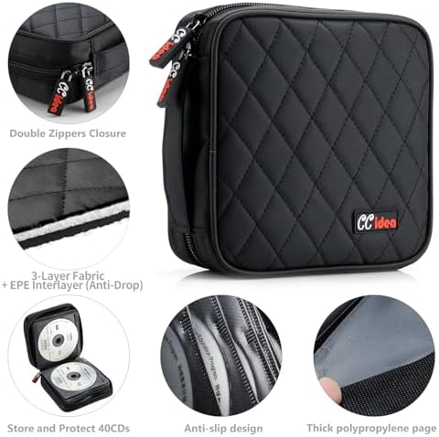 CCidea CD DVD Case Holder, Portable Disc Storage Wallet Binder, Multiple Capacity CD Organizer for Car Home Travel, Anti-Scratch Blu-Ray Game Disc Storage (Black) - Image 4