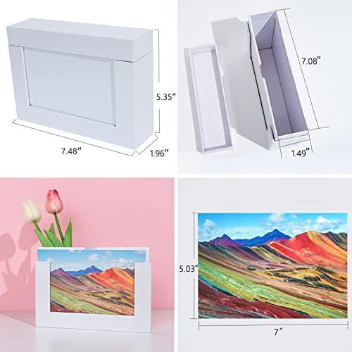 Storage Box 5x7, Cardboard Boxes for Small Family & Couple Photos, Gift Boxes, Silver White - Image 6