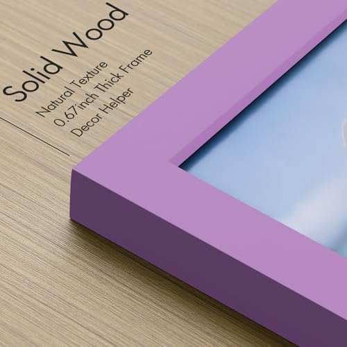 Vittanly 8x10 Picture Frame Made of Solid Wood for Wall or Tabletop, Purple - Image 3