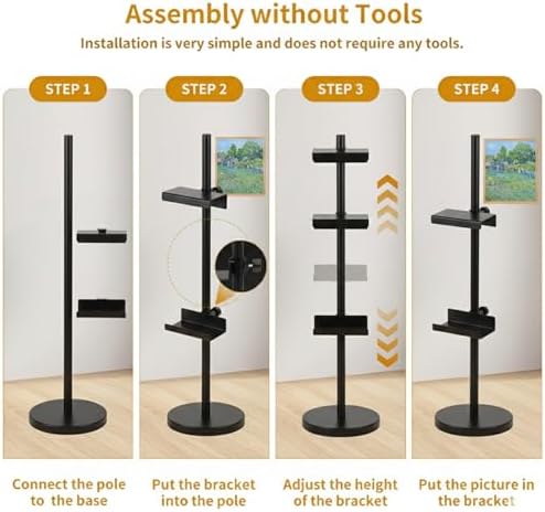 Adjustable Tabletop Easel Stand for Picture Frames, Picture Easels for Display, Gold Easel, Picture Frame Stand, Adjustable Art Easel.(18inch,Black) - Image 5