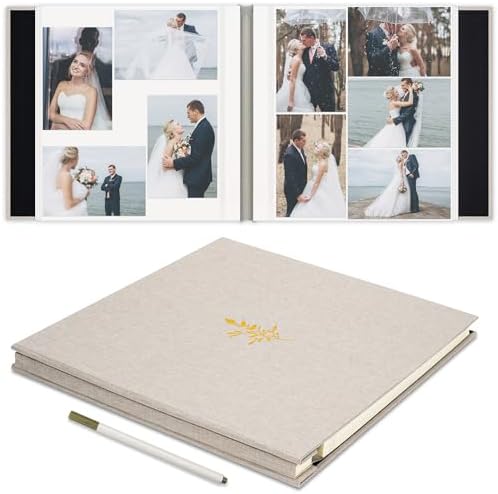 Self Adhesive Photo Album Linen Cover 60 Pages Beige by Remowith