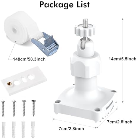 Adjustable Wall Mount Compatible with Ring Spotlight Cam Pro/Plus (Battery), Ring Stick Up Cam (Battery), Outdoor Security Camera Mount with Strap for Wall, Pole or Tree Installation, White - Image 7