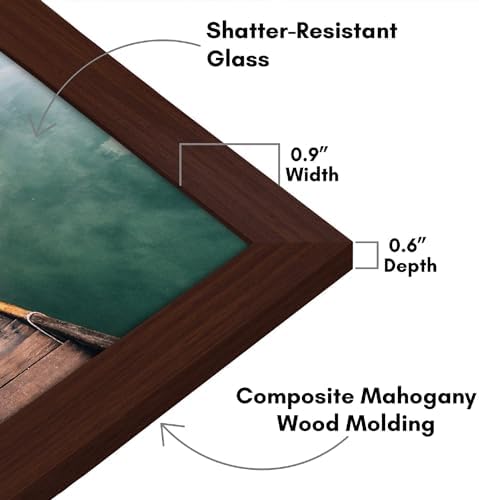 Americanflat 12x18 Poster Frame with Shatter-Resistant Glass - Signature Collection - Gallery-Style Frames Made of Engineered Wood - Photo Frame for Wall Display - Mahogany - Image 3