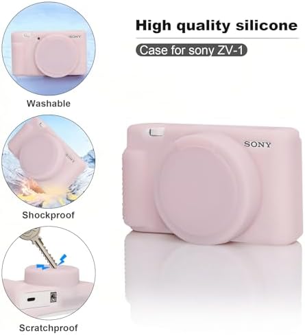BOVKE 2-in-1 Camera Case Bundle Set for Sony ZV-1 Digital Camera, Pink - Image 4