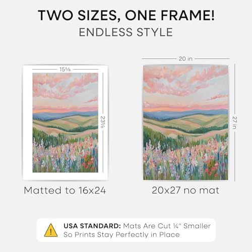 Homeforia 20x27 Silver Picture Frame, High-End Metal, 16x24 Mat, Glass - Image 2