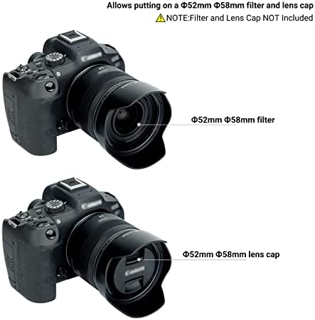 Lens Hood for Canon RF 24mm F1.8 Macro is STM,EF 24mm 2.8 is USM and EF 28mm 2.8 is USM Lens,Reversible Lens Shade Replace Canon EW-65B Lens Hood, Compatible with 52mm 58mm Filters and Lens Cap - Image 2
