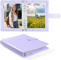 PU Leather A5 Binder, 5x7 Photo Sleeves with 60 Pockets, Secure Top Loading Pages, Refillable Adjustable Album for Keepsakes, Purple by WITHYU