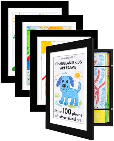 Americanflat 8.5x11 Changeable Kids Art Frame 4-Pack - Black by Americanflat