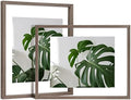 Egofine 11x14 Floating Frames Set of 2, Double Plexiglass Picture Frame, Made of Solid Wood Display Any Size Photo up to 11x14, Wall Mount or Tabletop Standing, Brown by Egofine