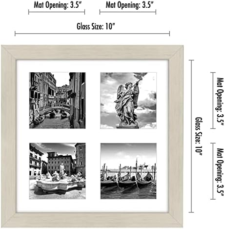 Americanflat 4x4 Picture Frame Collage with Shatter-Resistant Glass - Fits Four 4x4 Photos or Use as One 10x10 Picture Frame - Signature Collection - Collage Frames for Wall Display - Light Wood - Image 2