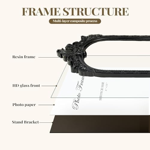 Cuspin 8x10 Black Picture Frame Vintage Ornate Arched Gothic Photo Frame - Image 6