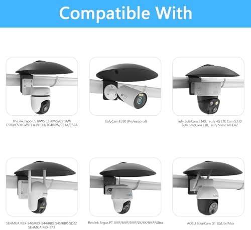 Universal Waterproof Outdoor Sun Rain Shade Shield Cover with Gutter Mount Bracket Compatible with eufy,AOSU,Reolink,TP-Link Tapo,SEHMUA,Cinnado and All 1/4'' Thread Security Camera (Black) - Image 4