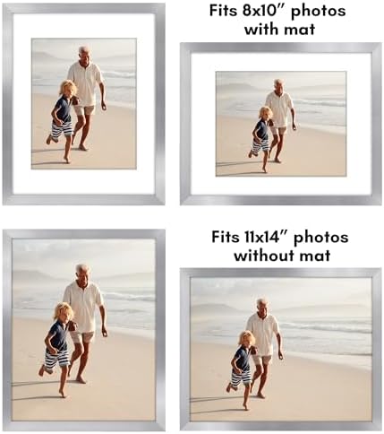 Americanflat 11x14 Picture Frame 2-Pack - Matted to 8x10 - Silver - Image 4