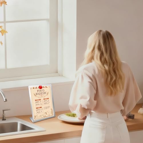 2 Pcs Magnetic Bulletin Board with Stand Metal Tabletop Memo Board Magnet Menu Easel Board Stainless Steel Display Stand for Office Home Kitchen School 10.4 x 6 in - Image 5