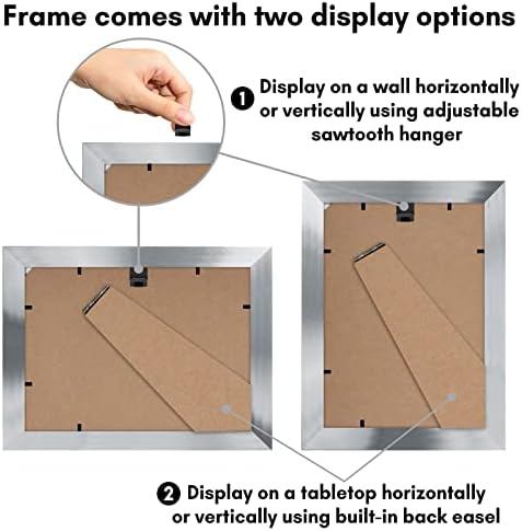 Americanflat 5x7 Picture Frame with Polished Clear Glass - Set of 2 - Use as 4x6 Frame with Mat or Display 5x7 Photo Without Mat - Signature Collection - Photo Frames for Tabletop or Wall - Silver - Image 5