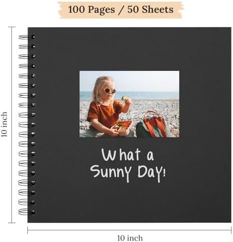 Scrapbook Photo Album 10"x10" 50 Sheets 100 Pages Hardcover Kraft Paper - Image 2