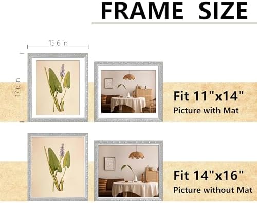 VIOLABBEY 14x16 Picture Frame Silver, Ornate Vintage Photo Frame - Image 2