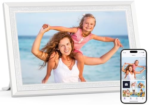 Uhale 10.1 Inch Digital Picture Frame 32GB Momery White WiFi Electronic Photo Frame IPS HD Touch Screen Display Share Photos/Videos Instantly Anywhere Gifts for Mom Dad Grandparents by BrightandPowerYourLife