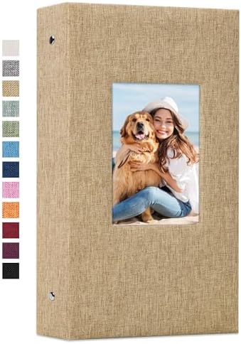 Vienrose 4x6 Photo Album,300 Pockets,Linen Cover with Window,Khaki by Vienrose