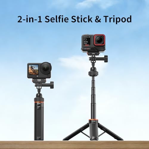 VRIG Mini Selfie Stick Tripod Stand for GoPro Hero 13 12 11 10 9,360 Portable Vlog Camera Selfie Stick Handle Grip Monopod for Xtra Edge Pro, Insta360 X5,DJI Osmo Action 6/5pro/4,Osmo Nano Accessories - Image 2