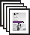 Americanflat 9x12 Picture Frame 4-Pack - Matted to 6x8 - Black by Americanflat