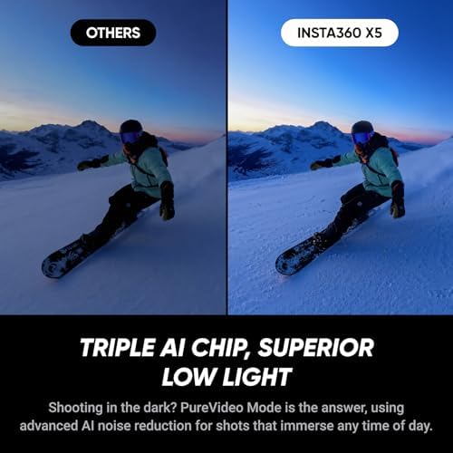 Insta360 X5 Snowboard Bundle - Waterproof 8K 360° Action Camera, Invisible Selfie Stick Effect, Leading Low Light, Rugged & Replaceable Lens, 3-Hour Battery, Clear Audio, Stabilization - Image 4