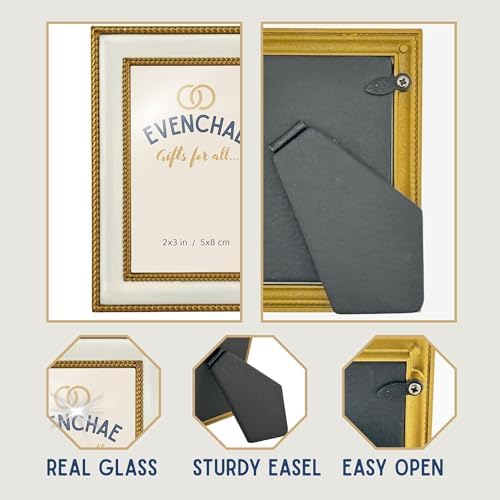2x3 Mini Picture Frame: White Enamel + Gold Rope Trim - Image 5