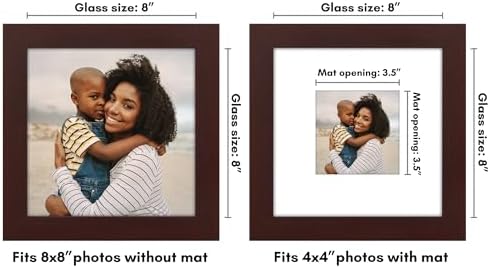 Americanflat 8x8 Picture Frame - Matted to 4x4 - Engineered Wood - Mahogany - Image 2