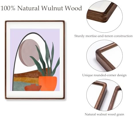 Recuerdos 18x24 Walnut Picture Frame, Matted to 16x20 with HD Plexiglass - Image 4