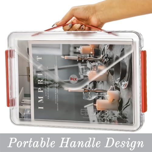 Set of 3 Portable Paper Storage Box Organizer, 9" X 13" Clear Plastic File Storage Box with Lids, Stackable Document Box Project Case for Organizing A4 File Paper, School Supply, Craft - Image 4