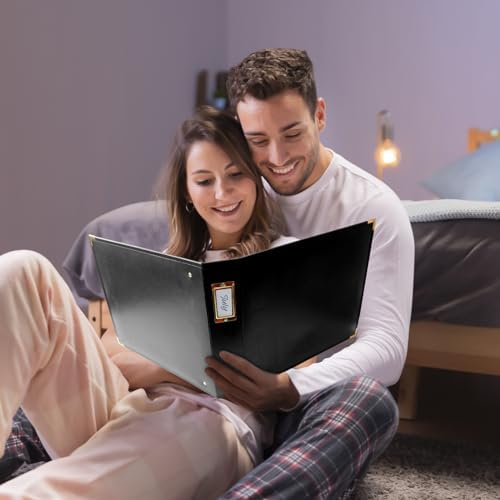12x12 Photo Album 3 Ring Binder, Leather Cover Scrapbook Album 12x12 D-Ring with 10 Scrapbook Refill Pages Protective Plastic Sleeves - Black - Image 6