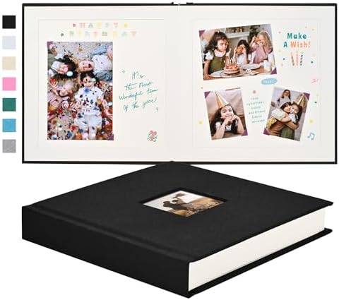 Pssoss 8x8 Inch DIY Scrapbook Album, Linen Hardcover, 40 Pages, Black by Pssoss