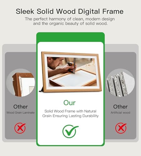 64GB Frameo 15.6" Digital Picture Frame Large 1920 x 1080 IPS FHD Touch Screen WiFi Electronic Photo Frames Share Moments Instantly Anywhere Best Gifts for Parents and Grandparents Natural Wood - Image 3