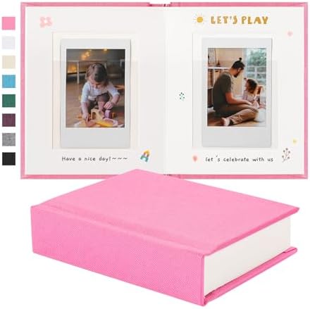 Instax Mini Photo Album with Writing Space, Linen Cover, Pink by Unknown