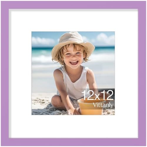 Vittanly 12x12 Picture Frame Made of Solid Wood for Wall Mounting, Purple by Vittanly