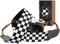 Padwa Lifestyle Black and White Plaid Camera Strap - 2" Wide Double Layer Cowhide Head,Cotton Camera Shoulder Straps,Grid Pattern Adjustable Camera Neck Strap for all Cameras,Gift for Photographers by PadwaLifestyleCameraStrap