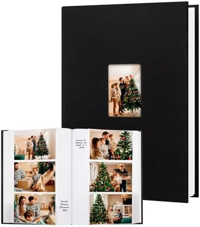 450 Pocket 4x6 Photo Album with Writing Space, Linen Cover, Black by Xfveiwoo