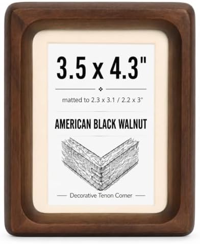 Solid Walnut Picture Frame with Plexiglass, Compatible with Instax Wide & Square Photos, Small Solid Wood Photo Frame with Joinery Corners, Tabletop Display (Walnut, For 4.2x3.5 / 4.3x3.4 Photo) by 3Liangthings