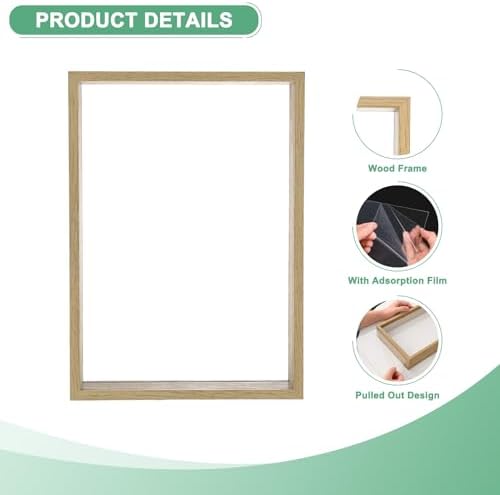 M METERXITY 1-Pack Dried Flower Frame, 8 x 12 Inch Double Acrylic Wooden Dried Flower Photo Floating Frame for Tabletop/DIY/Handicrafts [Wood Color] - Image 2