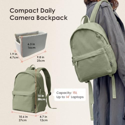 TARION Casual Camera Backpack 15L Urban Photography Bag, Once LT15, Green - Image 6