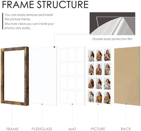 DUENPY 14x26 Collage Frame For 12 4x6 Photos Brown - Image 3