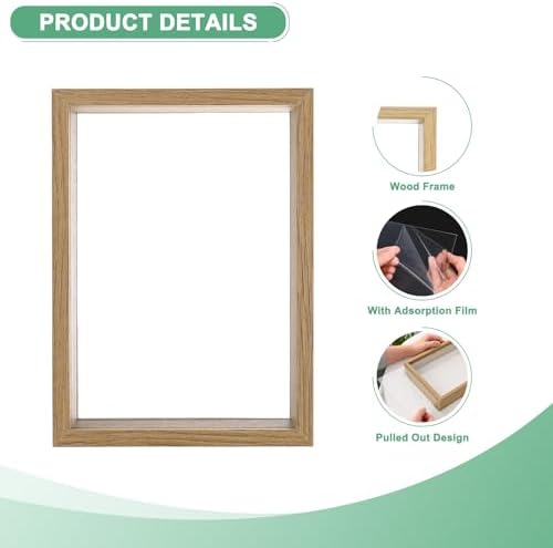 M METERXITY Dried Flower Frame 5x7in Double Acrylic for DIY Wood Color - Image 2