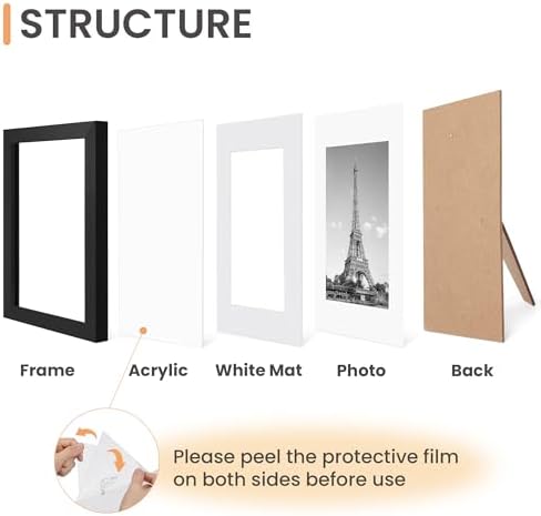 upsimples 8.5x11 Picture Frame Set of 10, Display Pictures 6x8 with Mat or 8.5x11 Without, Multi Photo Frames Collage for Wall or Tabletop Display, Black - Image 4